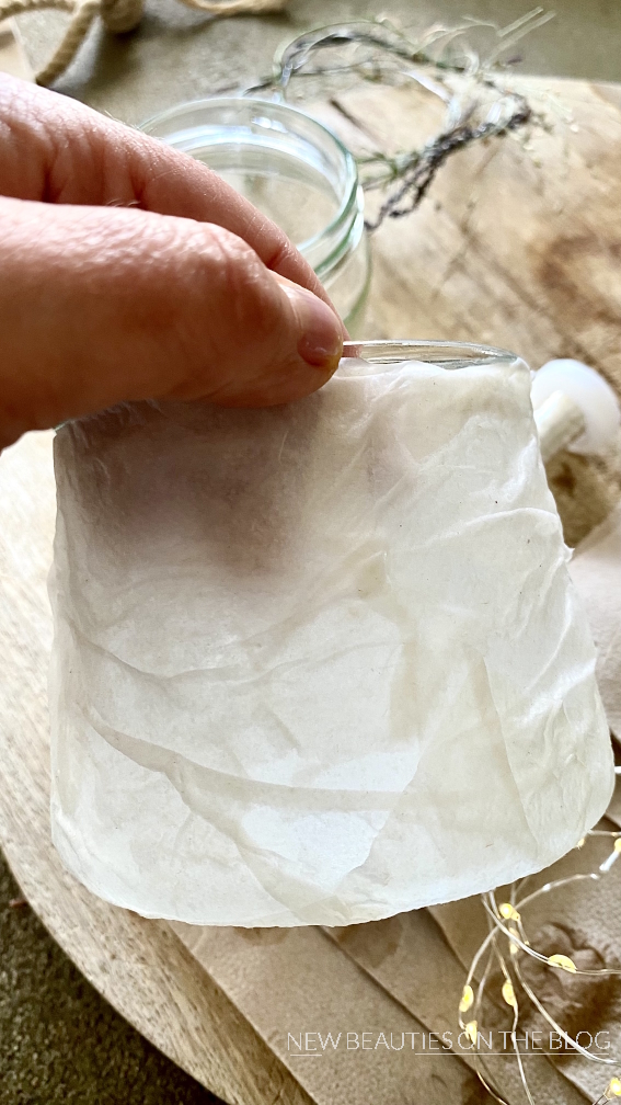 glas mit papier veredelt