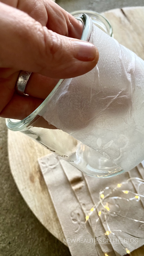glas mit papier veredelt